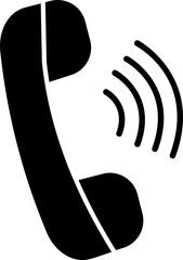 Sticker - Black phone receiver icon in flat style.