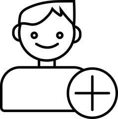 Canvas Print - Illustration of add friend icon in line art.