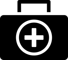 Sticker - Isolated first aid box icon in b&w color.