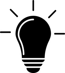 Sticker - Illuminated light bulb icon in b&w color.