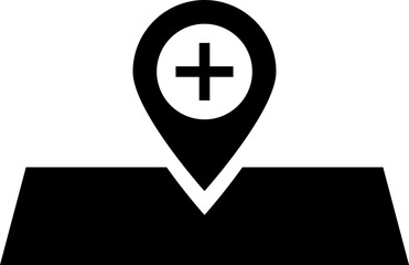 Canvas Print - Illustration of hospital location pointer icon.