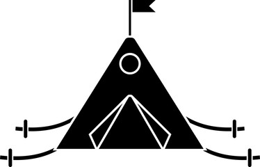 Wall Mural - Camp or tent house icon in flat style.