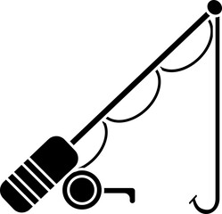 Poster - Fishing rod icon or symbol in flat style.