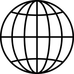 Sticker - Black line art illustration of a globe.