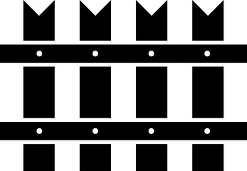 Poster - B&W fence in flat style. Glyph icon or symbol.