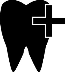 Poster - Black tooth with plus symbol. 