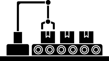 Poster - Conveyor belt machinery icon in b&w color.