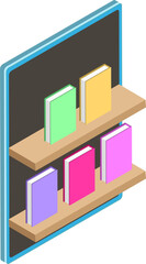 Wall Mural - Online book store on smartphone screen isometric icon.