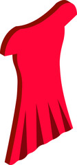 Sticker - 3D icon of short dress in red color.