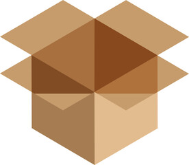 Poster - 3D illustration of open delivery box in brown color.