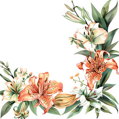 Wall Mural - Dazzling Lily Flower Watercolor Clipart
