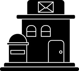 Sticker - Flat style post office icon in b&w color.