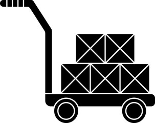 Canvas Print - Handcart with delivery box icon in b&w color.