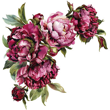 Delicate Watercolor Magenta Peony Illustration