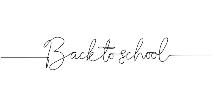 Back to school hand drawn one line drawing lettering. Vector illustration typography minimalist
