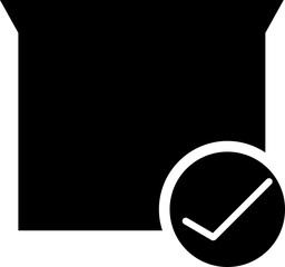 Sticker - Delivered or verified package icon in b&w color.