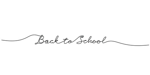 Wall Mural - Back to school hand drawn one line drawing lettering. Vector illustration typography minimalist