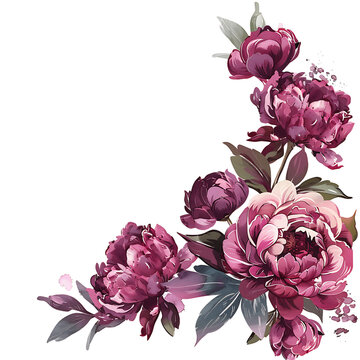 Tranquil Watercolor Magenta Peony Clipart