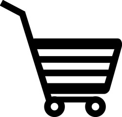 Sticker - Black shopping cart on white background. 