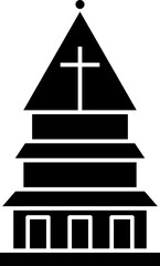 Poster - B&W church icon in flat style.