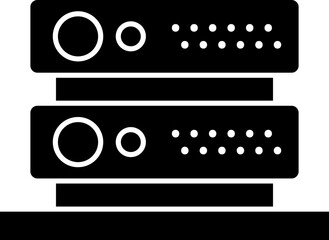 Sticker - Flat style server icon in b&w color.