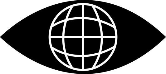 Sticker - B&W globe eye or vision icon.