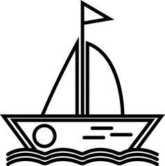 Sticker - Black line art ship boat.