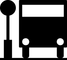 Canvas Print - B&W bus stop in flat style. Glyph icon or symbol.