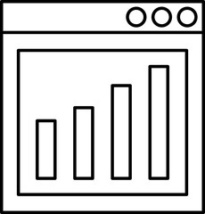 Poster - Bar statistics icon on web page in line art.