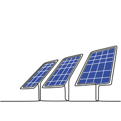 Wall Mural - One line drawing of solar panel photovoltaic. Sunlight energy source. Green renewable energies concept.