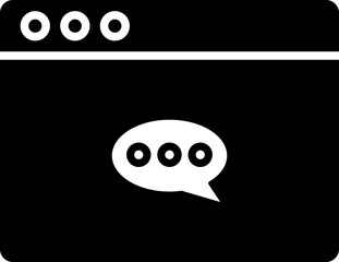 Sticker - Online message or chatting web page icon in b&w color.