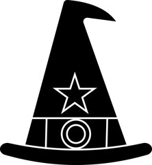 Poster - Flat style witch icon in b&w color.