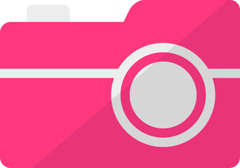 Poster - Digital camera icon in pink and gray color.