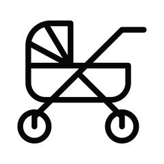 Sticker - Vector illustration of stroller flat icon.