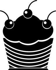 Sticker - Cupcake glyph icon in b&w color.