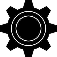 Poster - Illustration of cogwheel icon in glyph style.