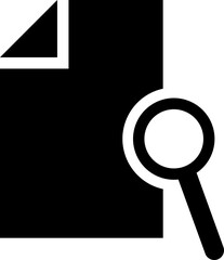 Sticker - Document searching icon in flat style.