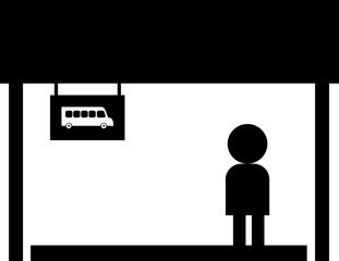 Sticker - Illustration of human man waiting for bus icon.