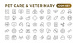 © artnazu - Set of line icons related to pet, care, veterinary, vet, and healthcare. Outline icon collection. Set of outline veterinarian icons. Animals veterinary icons.Pet and Vet Line Icon Set.