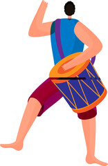 Poster - Character of faceless man beating drum.