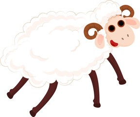 Wall Mural - Cute cartoon of sheep on white background.