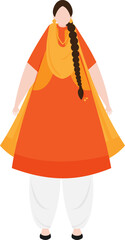 Sticker - Cartoon character of faceless woman in Punjabi (Sikh) traditional clothes.