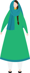 Poster - Cartoon character of faceless woman in Muslim (Islamic) traditional clothes.