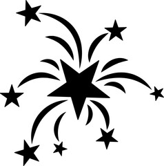 Sticker - B&W fireworks icon in flat style.