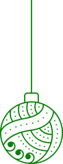 Wall Mural - Line art floral bauble in green color.