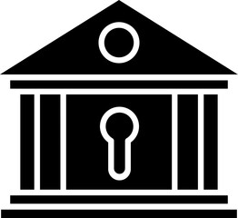 Sticker - B&W illustration of bank flat icon.