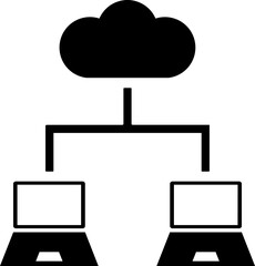 Poster - Cloud server connected laptop icon.