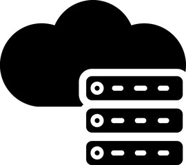 Sticker - Cloud computing server glyph icon.