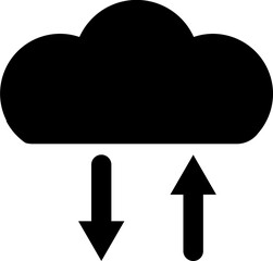 Sticker - Cloud data transfer icon in black color.