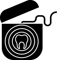 Poster - Illustration of dental floss icon in b&w color.